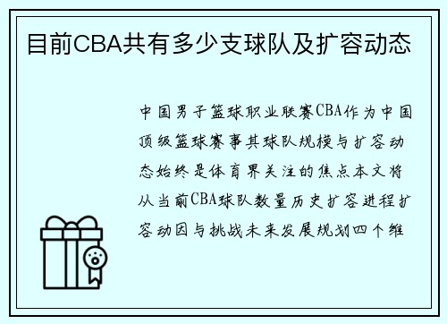 目前CBA共有多少支球队及扩容动态